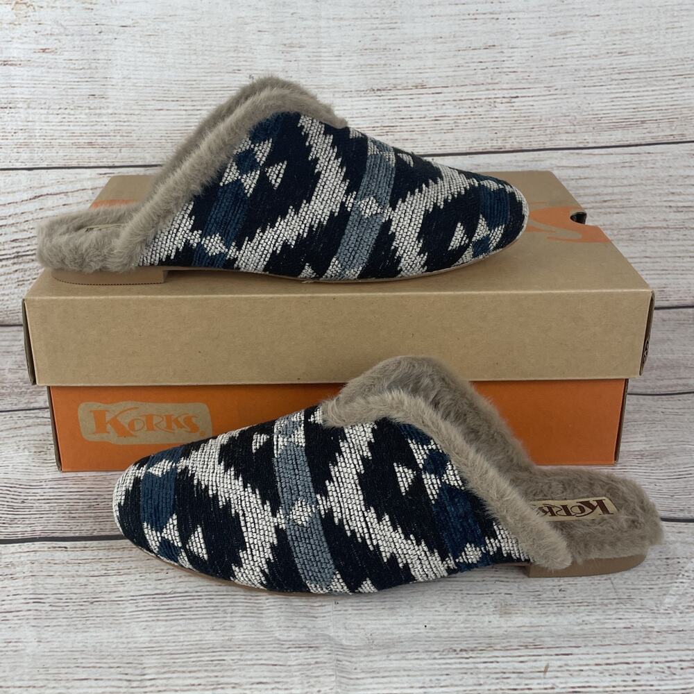 Korks Nile Womens Sz 8M Clogs Blue Azure Woven Aztec
